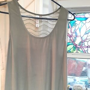 *Gilligan&Omalley Sage Green Tank Tee Top Dress silky soft Lace detail Ba…